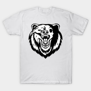 Cool black bear head design with a angry face. T-Shirt